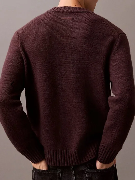 Calvin Klein | Wool V-Neck Sweater in Raisin Burgendy (X-Small) - Picture 4 of 11